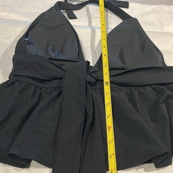 J. CREW - Swim Halter Peplum Tankini In Pique Black - Picture 10 of 10